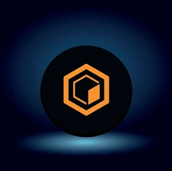 A hexagonal orange logo with a 3D cube design sits on a black circular badge against a dark blue background, representing the Core DAO ecosystem amid its recent TVL and token growth.