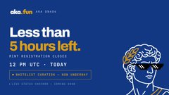 A promotional banner with the text 'Less than 5 hours left' advertising exclusive access to an OLE.FUN mint registration event.