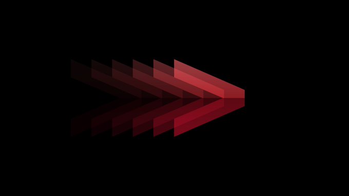 A black background image featuring a red, layered double-arrow logo pointing to the right.