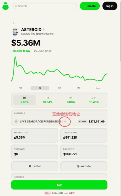 The image displays a smartphone screen with an interface for trading cryptocurrency, specifically Bitcoin. The screen shows details about a transaction made at Liv's foundation address that has already been changed to their new address. The current fee collection address used by the cryptocurrency exchange is $Asteroid in bags'. As a result of this change, future transactions will be donated directly to Liv's foundation.