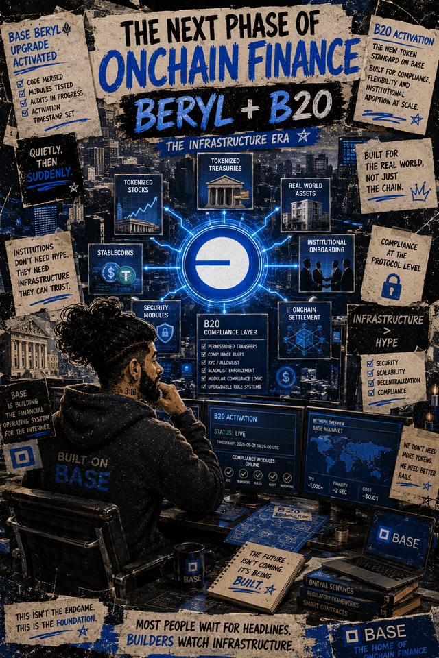 The image features a poster with a man sitting at a desk, surrounded by various objects such as books, a laptop, and a keyboard. The poster also includes text that reads "Beryl + B20 the infrastructure era". This suggests that the poster is promoting an event or initiative related to the infrastructure industry, possibly focusing on the role of Beryl in this context.