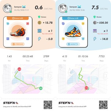 A step-by-step guide to a fitness app, displaying two different shoe designs and their corresponding exercise routines.