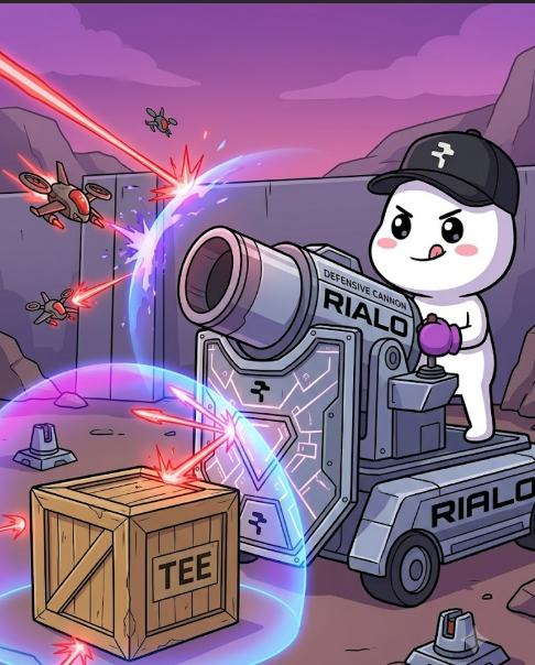 The image features a cartoon character, likely a white boy or girl, standing next to a large machine with the words "TEE" written on it. The character appears to be playing with a box that has been hit by a laser beam, causing it to explode in a burst of light and smoke. The scene takes place outdoors, possibly at an event like a fair or carnival, as suggested by the presence of rocks and other objects scattered around the area.