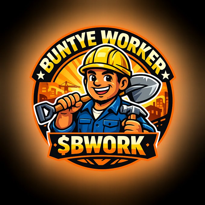 The image features a cartoon character, likely a construction worker or engineer, holding a shovel and a hammer while wearing a hard hat. The character's face is lit up with a smile, indicating that they are happy about their work. The background of the image shows an orange glow, which could be a light source for the post on social media platforms. The caption below the image reads "I am going to promote my token. You wanna do this. Comment first. Hurry $BWORK #CoinBUZZ #CryptoGem #Memecoin #Solana #PumpFun # Cryptocurrency". This message encourages viewers to engage with the post by commenting and promoting a cryptocurrency, specifically Bitcoin.