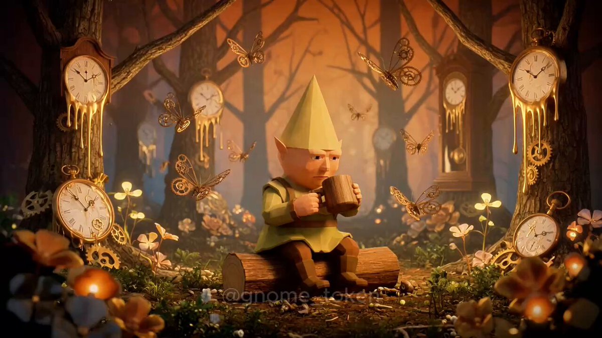 The image features a cartoon character dressed in a green outfit, holding a cup of coffee while sitting on a log surrounded by clocks. The character appears to be a gnome or fairy who has been given the power to control time with their magical abilities. In the background, there are other clocks and figures that contribute to the overall atmosphere of the scene.

The post emphasizes the idea that holders of the token can influence the distribution narrative by actively engaging in various activities within the game world. The character's actions, such as cosplaying or holding a cup of coffee, can affect how the token is distributed among other players and their respective abilities. This encourages players to think creatively about how they can use the token to gain an advantage over others while also considering the impact on the overall narrative structure of the game world.