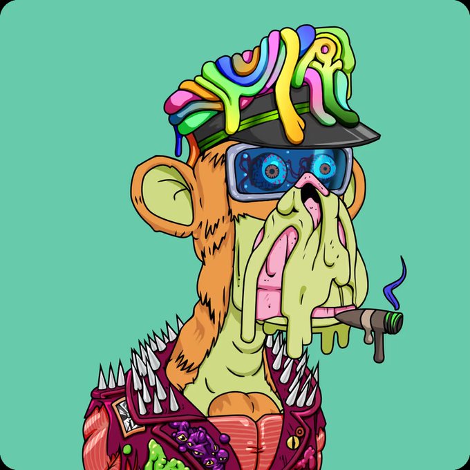 The image features a cartoon monkey wearing a helmet with a colorful design and holding a cigarette. The background of the image is green, which contrasts with the monkey's outfit. The caption "Good Morning, Happy Mutant Monday" is written above the monkey in white text.