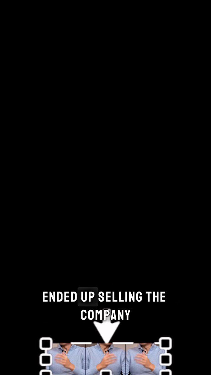 The image features a black background with white text that reads "ended up selling the company" at the bottom, followed by an arrow pointing towards the right side of the screen. The text also includes a reference to David Gan8118's statement about investing in Circle before stablecoins were even part of the plan.