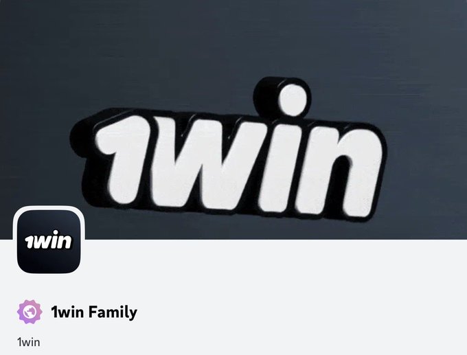 The image features a logo for the website 1winFamily.com. The logo consists of the word "WIN" written in white letters against a black background. Below the logo, there is text that reads "Been sleeping on @1winPro Family Discord? That's a miss fr it's the official hub for the whole 1win community geo-restrictions free, open to everyone. giveaways, tournaments, live support, crypto campaigns, all in one place." The image also includes an app icon and a description of the app.