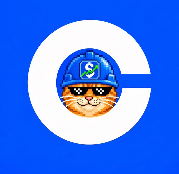 A logo featuring a pixelated orange cat wearing black sunglasses and a blue construction hard hat with a dollar sign and green arrow, set inside a white 'C' on a blue background.