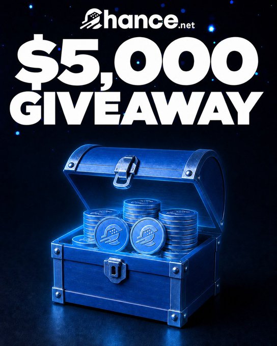 An advertisement for chance.net announcing a '$5,000 GIVEAWAY' featuring an open treasure chest filled with coins against a starry blue background.