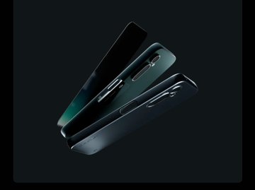 Two smartphones in dark green and black finishes are displayed at angles against a black background, highlighting their rear camera modules.