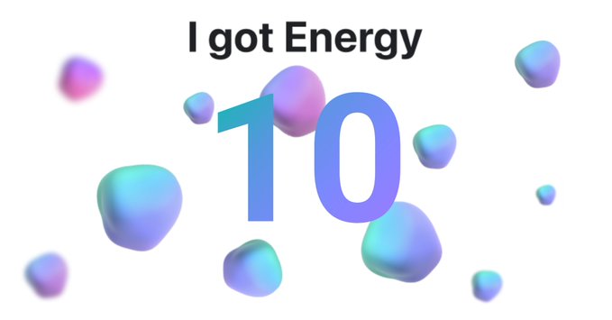 The image features a poster with a white background that says "I got energy 10" written in blue text. The poster also includes a bunch of small, colorful balls scattered around the edges, adding visual interest to the design. The overall layout suggests that this is an advertisement or promotional material for a website or platform related to energy and sustainability.