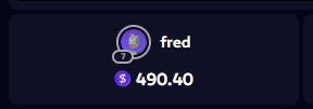 A digital transaction screenshot shows a user named "fred" with an account balance of $490.40, appearing to be slightly under the $500 starting amount mentioned in the "gm winners" post.