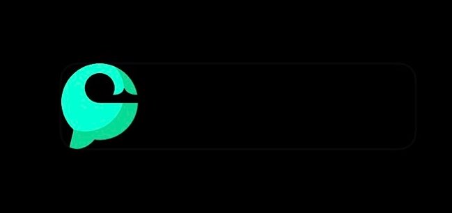 A minimalist digital graphic displays a stylized, glowing green and cyan letter 'e' logo inside a dark, rounded rectangle on a black background.