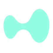 A simple teal/mint green abstract logo resembling a stylized bone or dumbbell shape on a white background.