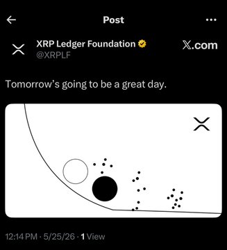xtrp ledger foundation post with a black and white graphic of a ball rolling down a hill, accompanied by the text " Tomorrow's going to be a great day."