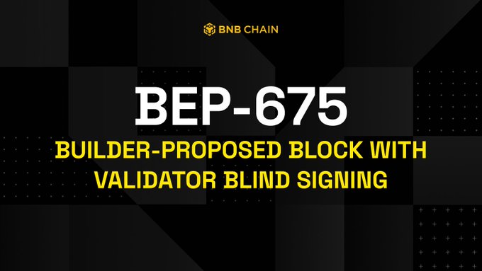 "BEP-675", which appears at the top of the image, suggests that a new system or feature is being proposed for Builder-proposals with validator-side bid simulation removed. The relevant text states "builder-proposed block with validator blind signing". This implies that instead of verifying every transaction through blind bidding and reexecuting them twice when adding to blocks, the validators would receive a BidBlock with execution results precomputed by the builder directly. Consequently, this feature could have an impact on gas limits as it might result in a 50% higher ceiling for execution costs compared to the current system.