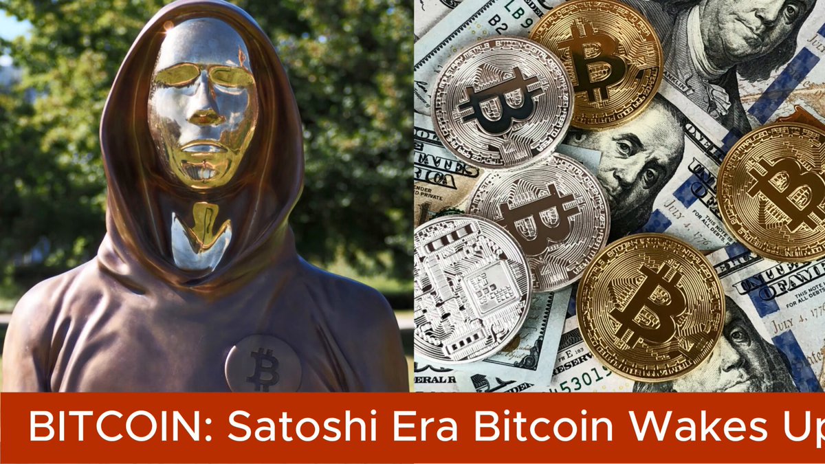 A photograph of a person wearing a face mask with a Bitcoin symbol, surrounded by $100 US dollar bills. The photo also contains text talking about the Bitcoin Era Bitcoin Wakes Up scenario, which explains that a Bitcoin wallet dormant since August has moved roughly 20 Bitcoins worth of roughly 1.48 million dollars after 15.8 years of inactivity and caught the attention of onchain analysts due to its age.