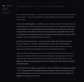 A dark screenshot showing a webpage with dense paragraphs of small text and a top navigation bar, appearing to be a blog or article page.