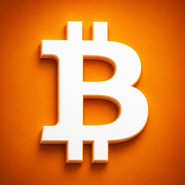 A stylized white 3D Bitcoin "₿" logo set against a vibrant orange background, symbolizing Bitcoin's surge back above the $80,000 price milestone.