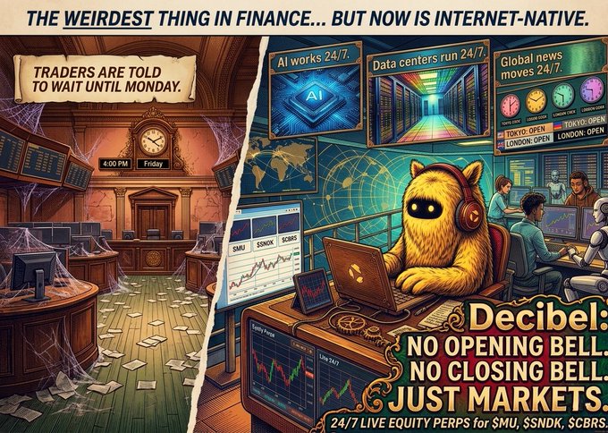 The image features a cartoon depiction of a trading floor with people working at desks, surrounded by computers displaying stock market data. A large yellow monster is sitting behind one of the desks, seemingly controlling the computer screens. The text in the image reads "The weirdest thing in finance... but now is internet native". This statement suggests that despite the advancements in technology and the rise of online trading platforms, traditional methods like face-to-face trading still hold value for some people who prefer a more personal approach to investing.