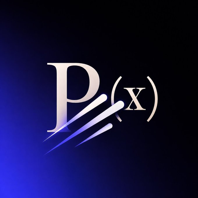 A stylized logo reading 'P(x)' in gold against a dark blue background with light streaks.