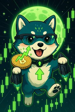 The image features a cartoon dog wearing glasses, holding a gold coin with an upward arrow pointing towards its head. The background of the image is dark green, which contrasts with the bright yellow coin held by the dog. The text "DOGE ĐỘT PHÁ CÁC ĐỈNH TRONG NGÀY ĐANG Cố gắng xác nhận một đợt bứt phá kháng cự ngắn hạn" is written in the image.