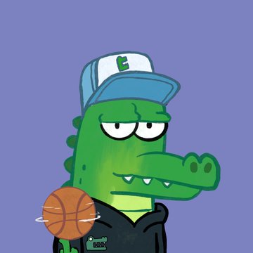 A cartoon crocodile wearing a blue and white "C" cap spins a basketball while sporting a black hoodie, with the caption "$Crocs" hinting at the crypto project's mascot and casual community vibe.