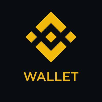 Binance logo with the word "WALLET" displayed in yellow text on a black background.