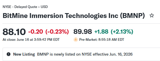 In the image, there's a screenshot of a stock trading app displaying a list of shares for BitMine Technologies Inc., Inc., known as BMPNP. The screen shows that 8.10 shares of the company were initially priced at $2.22 each but have now dropped to $0.23 each due to a market change, with the current price at approximately $1.46 per share. Additionally, there's a list of new listings on the app for BMPNP, and a post regarding the release of BMPNP listing on NYSE in June, which indicates that Tomri saw these shares and decided to follow suit by creating his own BMPNP listing.