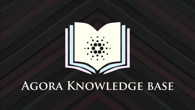 The logo for "AGORA KNOWLEDGE BASE" is displayed, featuring an open book icon with a circular dot pattern inside.