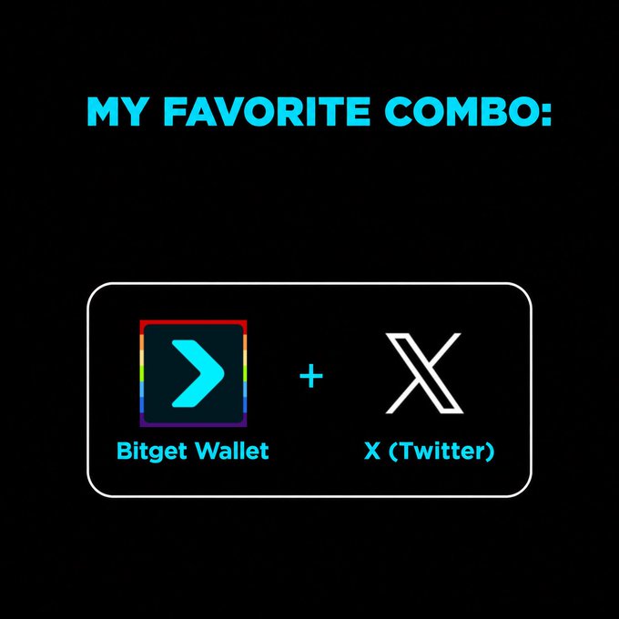 A black graphic displays "MY FAVORITE COMBO:" above logos for "Bitget Wallet" and "X (Twitter)".