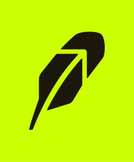 A bold black feather icon on a vibrant chartreuse green background, symbolizing Robinhood—the fintech platform that bridged Web2 and Web3 by launching crypto wallets, reigniting bullish sentiment in the market.