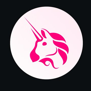 The image features the Uniswap (UNI) logo—a stylized pink unicorn head inside a circular gradient background—symbolizing the decentralized exchange as it activates protocol fees that will fund buybacks and burns of the $UNI token.