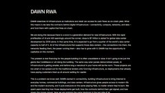 A webpage or app screen displays a section titled "DAWN RWA" with explanatory text about real-world asset tokenization and mentions rewards in points and millions. The post highlights the DAWN Network Rewards Program showing 6.238 epoch points and a total of 3.587.324 Million + Points earned, aligning with the RWA rewards section shown.