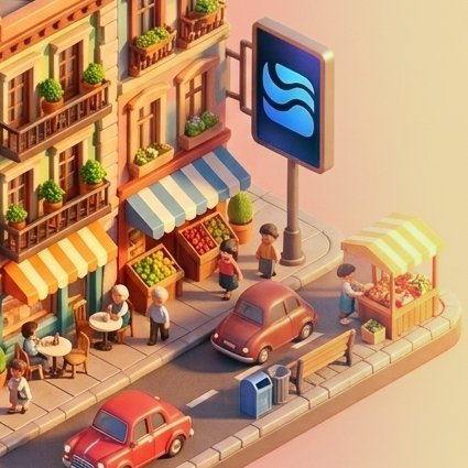 The image features a 3D rendering of a city street with various elements such as cars, people, buildings, and potted plants. The scene includes a red car parked near a fruit stand, where several people are standing around, possibly shopping or socializing. There is also an old-fashioned car on the street, adding to the vintage atmosphere. A bench can be seen in the background, providing seating for pedestrians.

The post discusses stablecoins and their various uses, including the comparison of Bitcoin and Ripple. The image does not provide any specific information about stablecoins or their relation to the post's content.