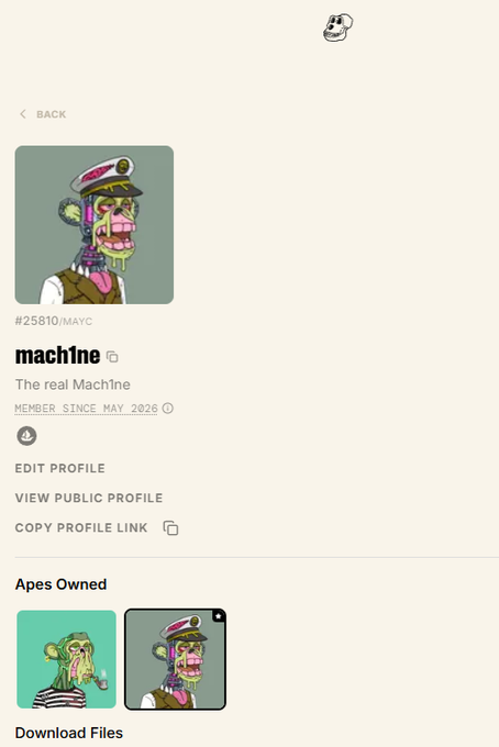 The image shows a screenshot of a social media platform with various posts displayed, including one that features an advertisement for machines. A post titled "Machine D" appears next to another one labeled "Machine E", both having a green color scheme and cartoon-like drawings. The top left corner has information about the post's owner, who owns the image of these machine characters. To access this content, viewers must click on the link provided at the bottom right corner which points them to download files for more information or to view other posts in this collection.
