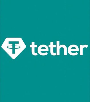 The Tether cryptocurrency logo displayed in white against a teal background.