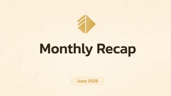 A cream-colored graphic titled "Monthly Recap" for June 2026, featuring a gold geometric logo and subtle circular design elements, serving as a header for the accompanying post summarizing AltLLM and ERC-8004 ecosystem updates.