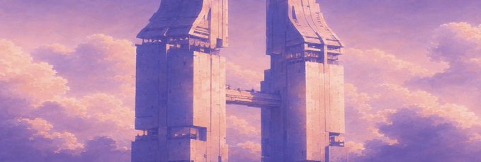 A towering futuristic structure rises above a sea of pink and purple clouds, evoking a sense of grandeur and innovation that complements the launch of the Standard Reserve whitepaper. The majestic architecture visually mirrors the ambitious scope of the $STANDARD token and its role within a decentralized central bank framework.