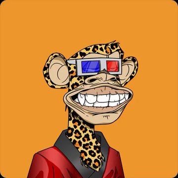 A cartoon illustration of a leopard or cheetah character wearing 3D-style red and blue glasses and a red jacket against an orange background.