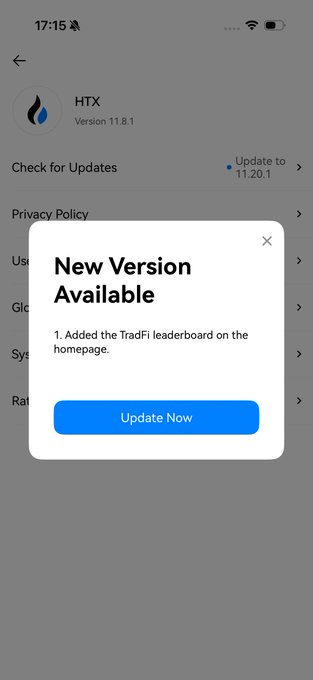 iphone screen displays a new version of the HTC app, with a "Check for Updates" and "New Version Available" button.