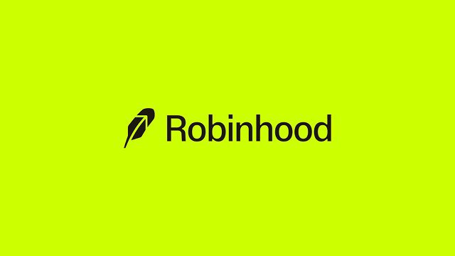 The image displays the Robinhood logo with its iconic feather icon and the word "Robinhood" in black text on a vibrant green background, serving as branding for a post highlighting upcoming NFTs available on the Robinhood marketplace.