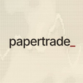 The Papertrade logo displayed on a light background with subtle geometric patterns.