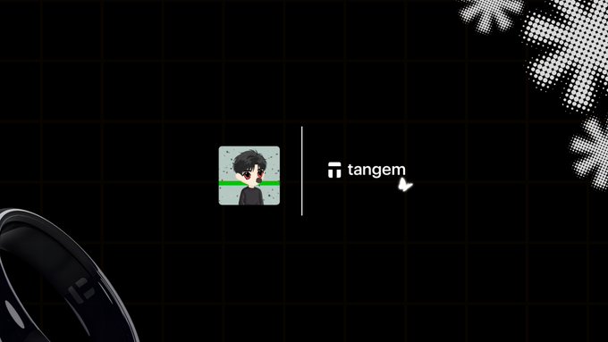 A dark screen displaying a tangem wallet interface next to a pixel art avatar of a person.