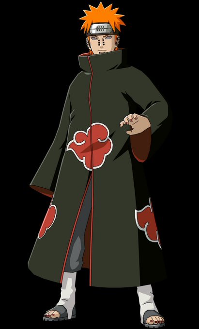 The image depicts Pain (specifically the Deva Path) from the anime Naruto, recognizable by his signature Akatsuki cloak with red cloud patterns and his distinctive facial piercings. The character's piercing gaze and imposing stance visually reinforce the post's message about a "moving man" needing to act decisively, as Pain is known for his philosophical and commanding presence in the series.