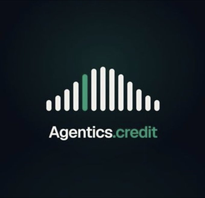 A logo for 'Agentics.credit' displayed on a dark background, featuring a bar chart icon in white and green.