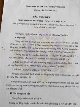 A Vietnamese-language document titled 'CÔNG HOÀ XÃ HỘI CHỦ NGHĨA VIỆT NAM' regarding 'BÁN CAM KẾT' (Sales Commitment) for network products GCN 314159 VIE NAM.