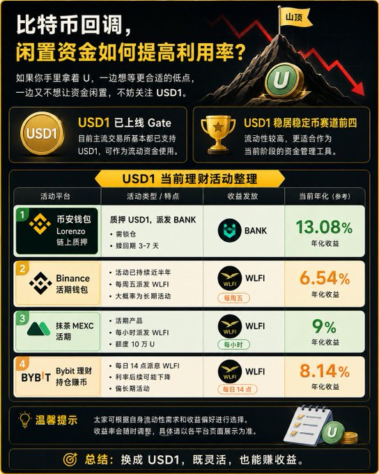 The image is a poster or infographic, possibly created for an article about Bitcoin, featuring various coins and their prices listed across a table. The poster highlights that Bitcoin can be bought for less than $USD1 and sold for more than $USD1, with a price of approximately $USD0.81. The text "大饼今天又又暴跌了" and "U、U、U、U" are also included on the poster.