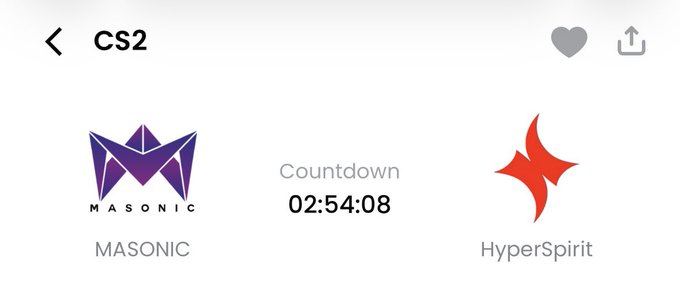 A CS2 esports match countdown screen showing MASONIC vs HyperSpirit with 02:54:08 remaining before the BO3 match begins on Aug 24 at 19:00 (UTC+8). The post recommends betting on MSC ($0.39) over HS ($0.62) for an expected profit of 156.41% via foregate.com.
